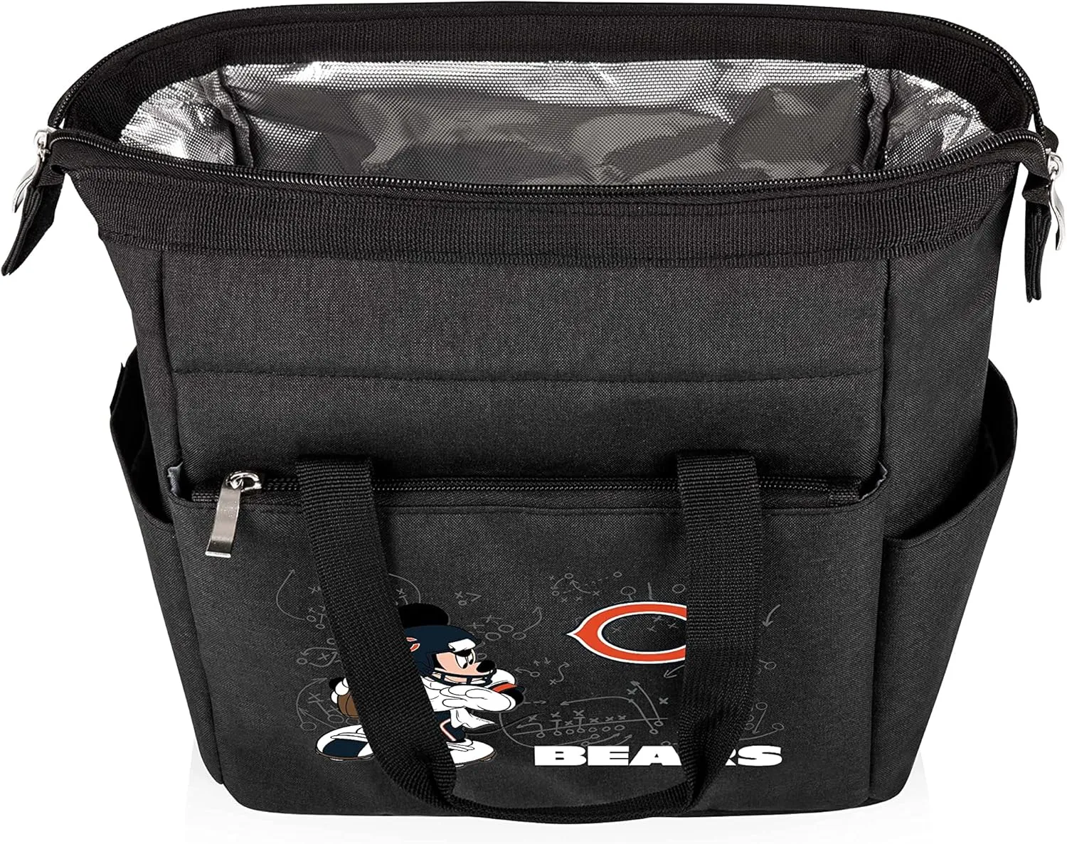 PICNIC TIME NFL Mickey Mouse On The Go Lunch Bag - Soft Cooler Lunch Box - Insulated Lunch Bag, (Black)