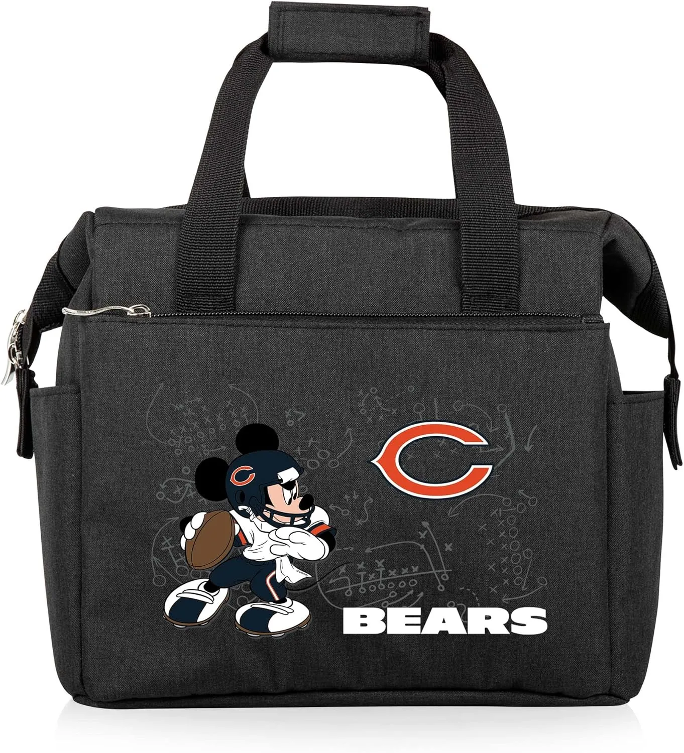 PICNIC TIME NFL Mickey Mouse On The Go Lunch Bag - Soft Cooler Lunch Box - Insulated Lunch Bag, (Black)