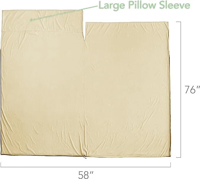 Pike Trail Sleeping Bag Liner – Travel and Camping Sheet, Lightweight and Compact Insert with Full Length Zipper and Guarantee