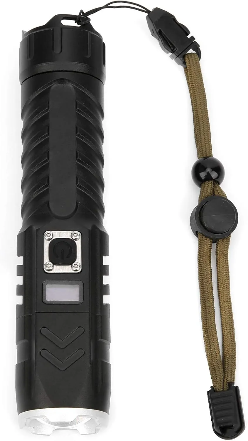 Pilipane Ultra Bright Zoomable Focusing LED Flashlight USB Rechargeable Smart Power Display Outdoor Torch for Camping Hiking Aluminum Alloy 16cm 205g