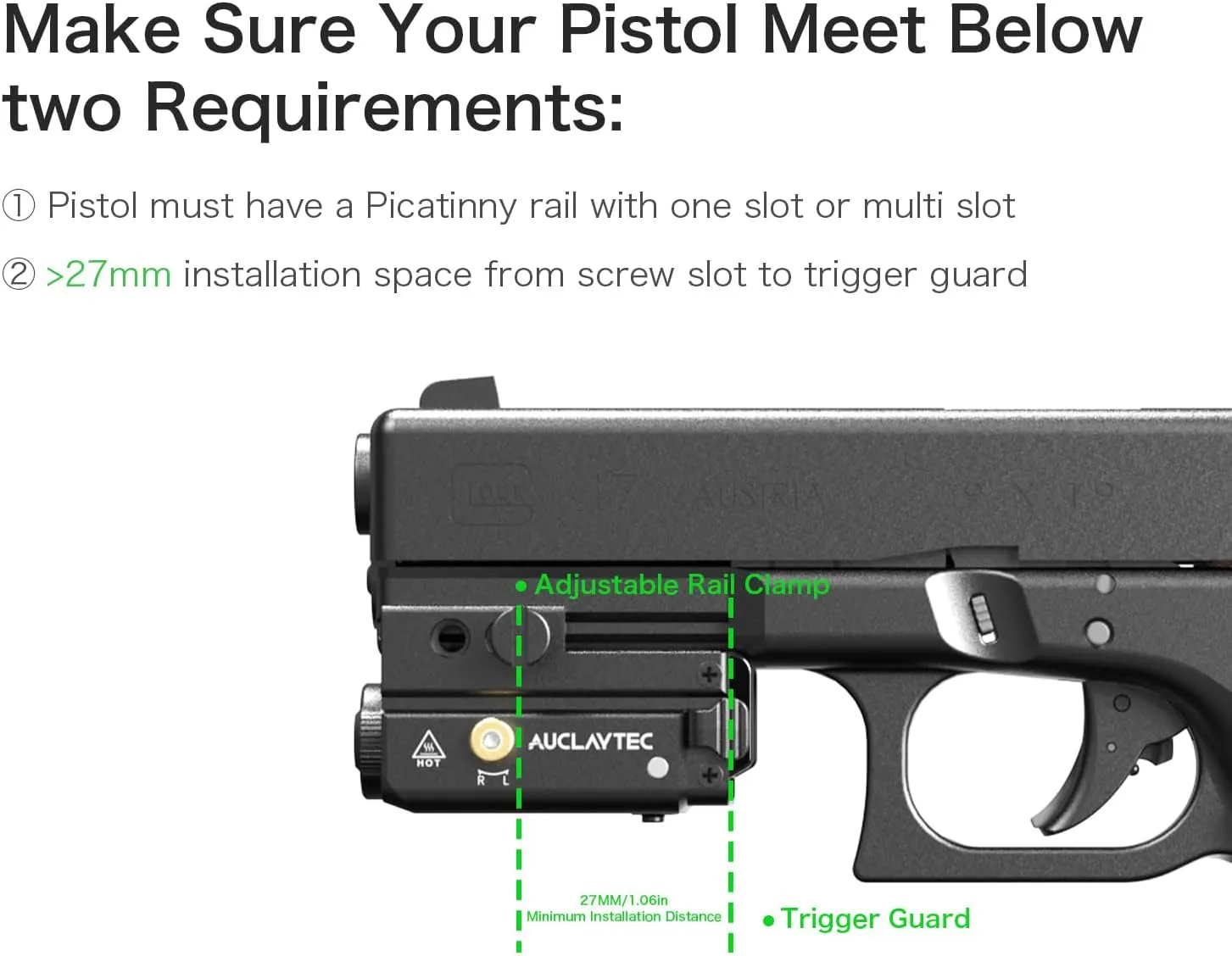 Pistol Light with Red Laser Beam for Guns,Tactical Pistol Light and Red Laser Sight Combo 420 Lumen,Flashlight Laser Combo for Pistol,Strobe Weapon Light with Green Laser for Gun with Picatinny Rail