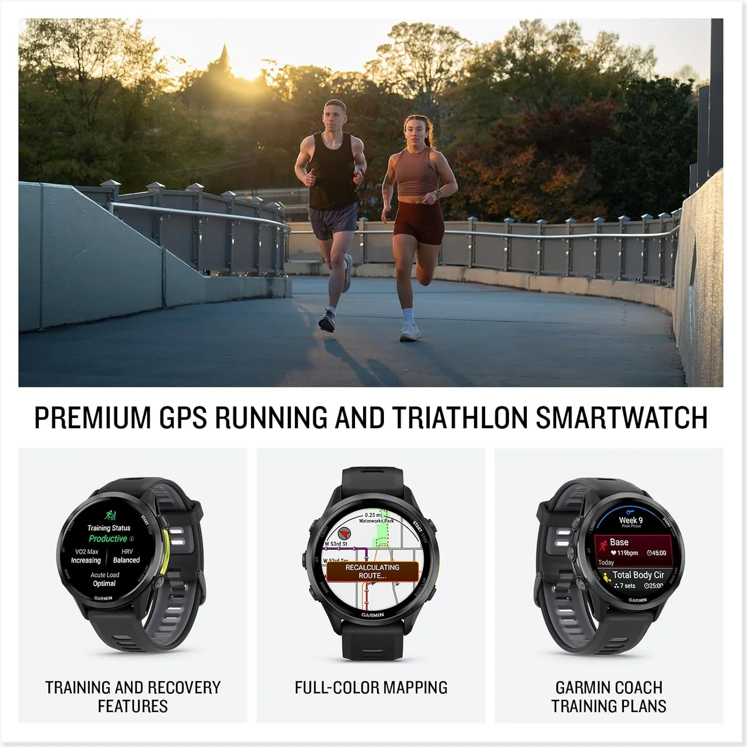 PlayBetter Garmin Forerunner 970 (Carbon Gray DLC Titanium/Black Translucent) Premium GPS Running & Triathlon Smartwatch Bundle - AMOLED, LED Flashlight Portable Charger & HD Screen Protectors
