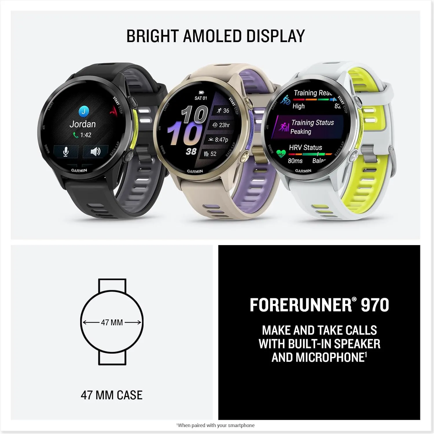 PlayBetter Garmin Forerunner 970 (Carbon Gray DLC Titanium/Black Translucent) Premium GPS Running & Triathlon Smartwatch Bundle - AMOLED, LED Flashlight Portable Charger & HD Screen Protectors
