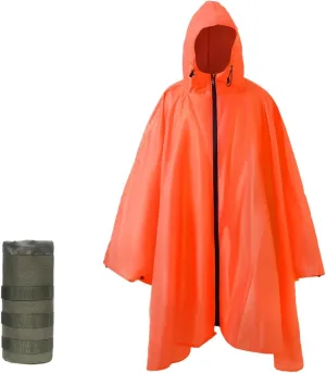 Plus Size Adult Rain Poncho with Hood and Zipper, Poncho Para Lluvia, Tactical Ponchos Adult For Camping, Hiking