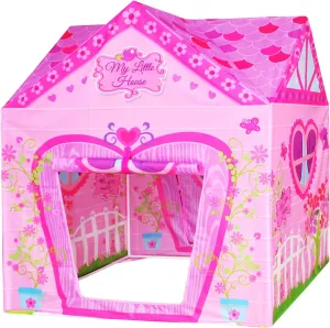 POCO DIVO Floral Princess Castle Girls Pink Palace Play Tent Kids Pretend Fairy Playhouse