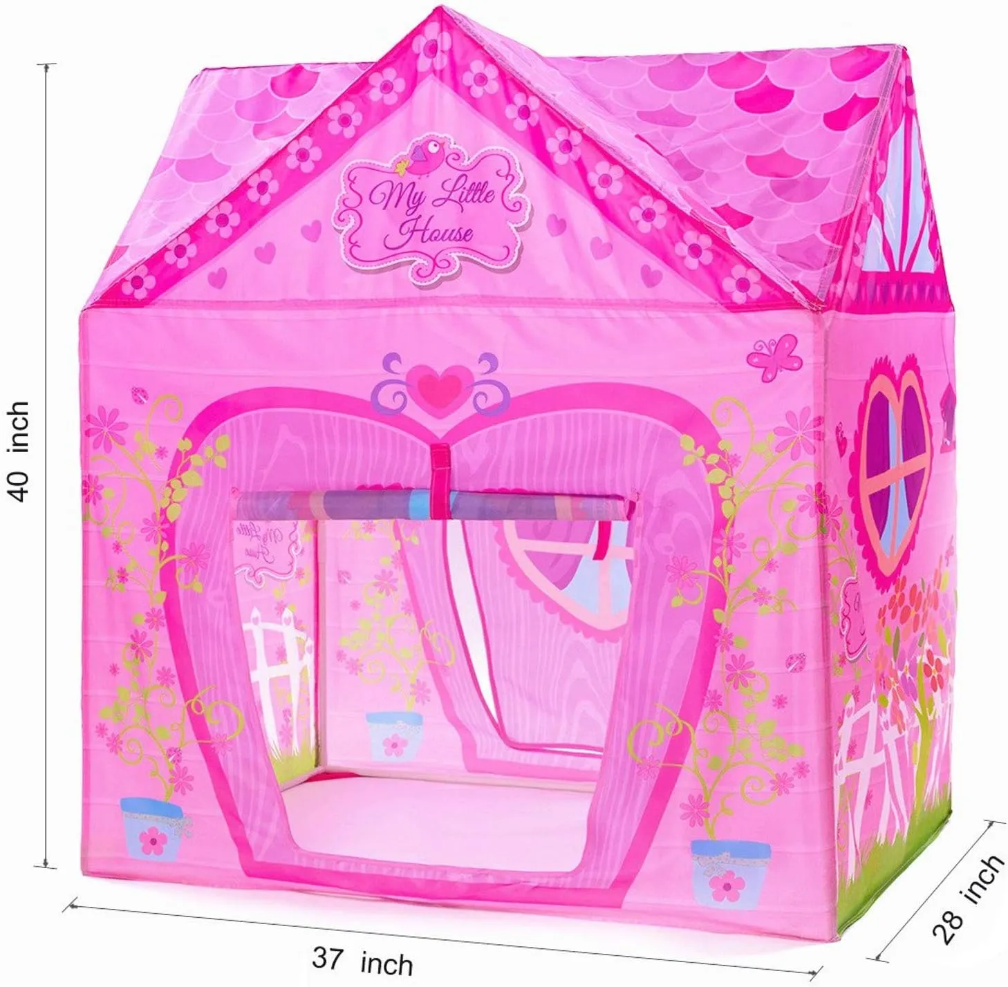 POCO DIVO Floral Princess Castle Girls Pink Palace Play Tent Kids Pretend Fairy Playhouse