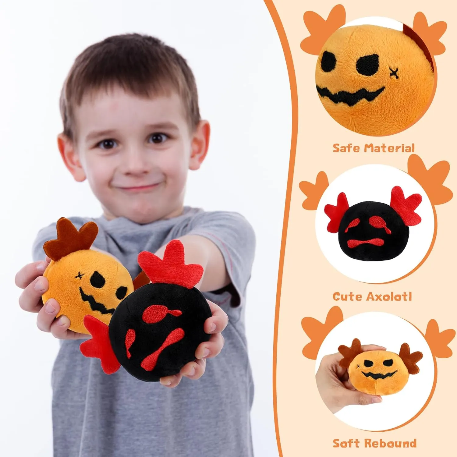Poen 24 Pcs Gothic Christmas Plush Toys 4 Inch Christmas Spooky Plush Axolotl Stuffed Animals Axolotl Squeeze Fidget Toys Plushies for Halloween Party Favors Goodie Bag Fillers