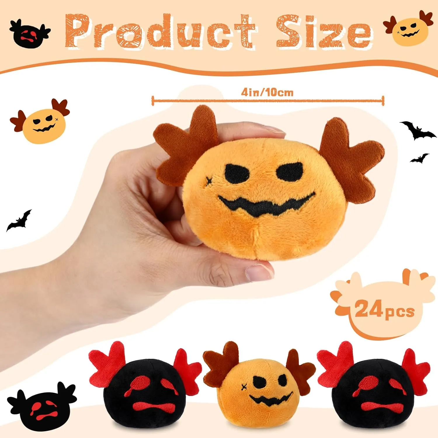 Poen 24 Pcs Gothic Christmas Plush Toys 4 Inch Christmas Spooky Plush Axolotl Stuffed Animals Axolotl Squeeze Fidget Toys Plushies for Halloween Party Favors Goodie Bag Fillers