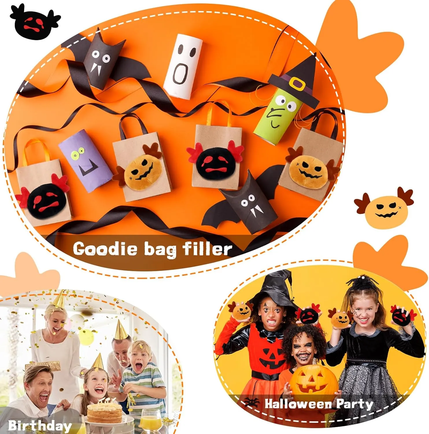 Poen 24 Pcs Gothic Christmas Plush Toys 4 Inch Christmas Spooky Plush Axolotl Stuffed Animals Axolotl Squeeze Fidget Toys Plushies for Halloween Party Favors Goodie Bag Fillers