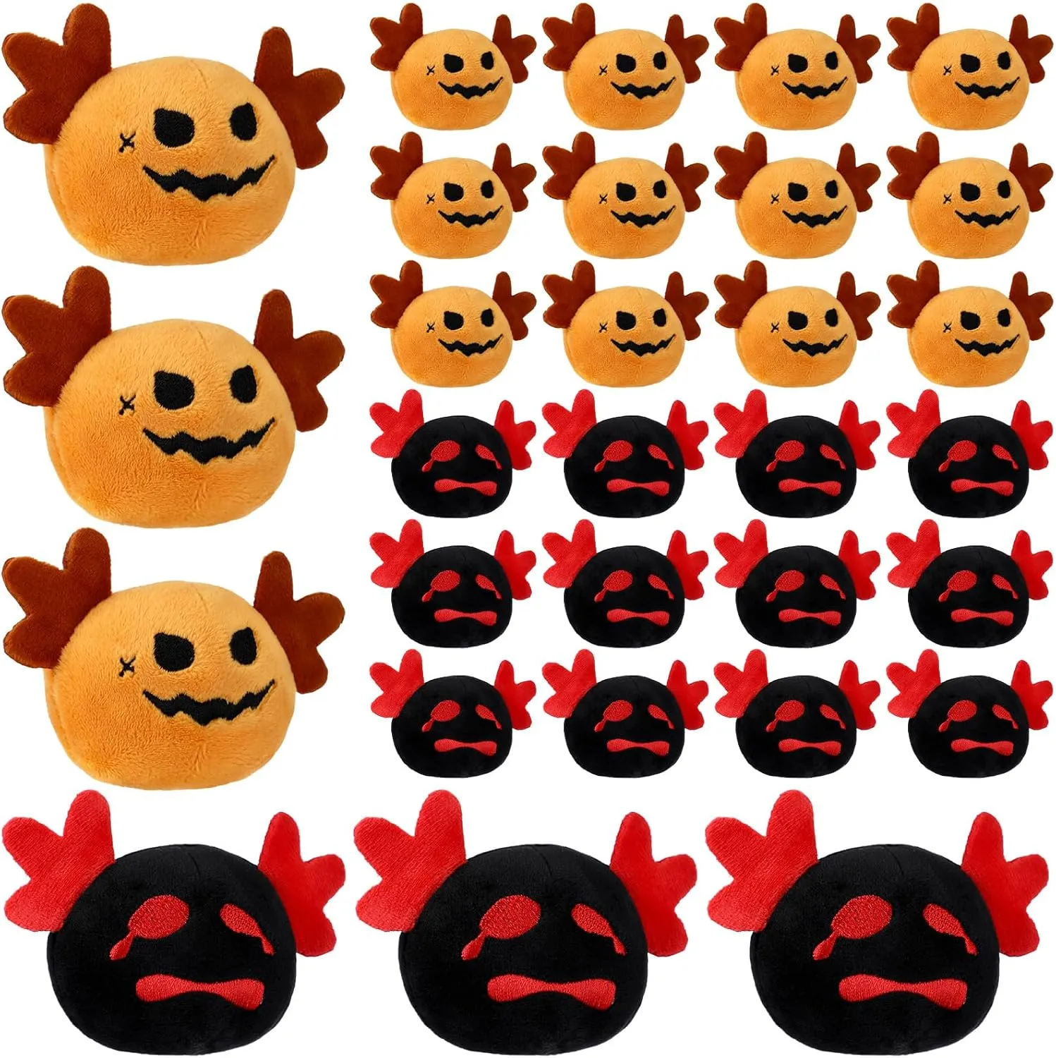 Poen 24 Pcs Gothic Christmas Plush Toys 4 Inch Christmas Spooky Plush Axolotl Stuffed Animals Axolotl Squeeze Fidget Toys Plushies for Halloween Party Favors Goodie Bag Fillers