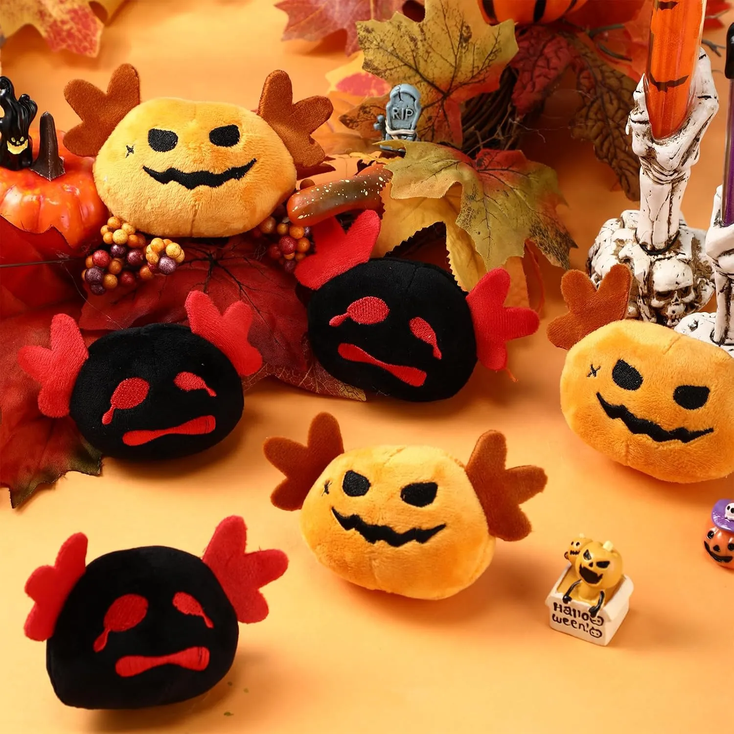 Poen 24 Pcs Gothic Christmas Plush Toys 4 Inch Christmas Spooky Plush Axolotl Stuffed Animals Axolotl Squeeze Fidget Toys Plushies for Halloween Party Favors Goodie Bag Fillers