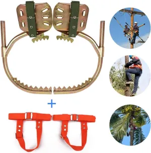 Pole Climbing Spikes, Stainless Steel Tree Climbing Gear, Professional Anti-Skid Tool, Rust-Proof and Wear-Resistant, Tree Climbing Tool for Hunting Observation, Picking Fruit,400model