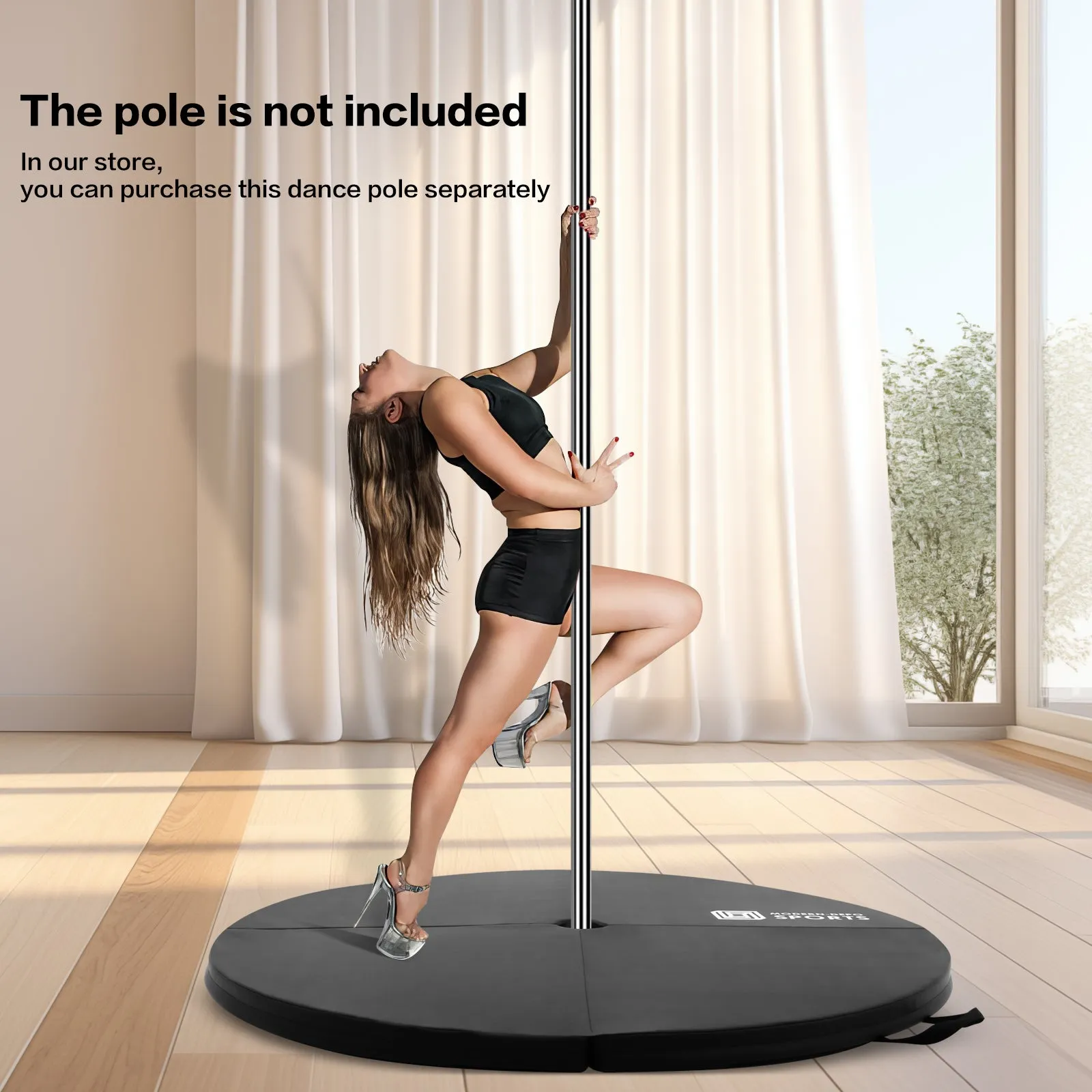 Pole Dance Mat Foldable Pole Crash Mats EPE Foam Round Padding Waterproof PU Cover Protective Fall Safety Cushion Lightweight for Home, Gym, Yoga Exercise