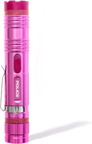 POLICE Stun Gun for Self Defense – M12 Aluminum High Voltage Mini Rechargeable with LED Flashlight, Compact & Heavy Duty – Personal Security for Women – Pink