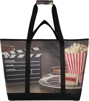 Popcorn Reusable Insulated Cooler Bag with Ice Pack Compartment - Large 47L Waterproof Thermal Grocery Tote for Picnic Beach Camping Lunch Storage