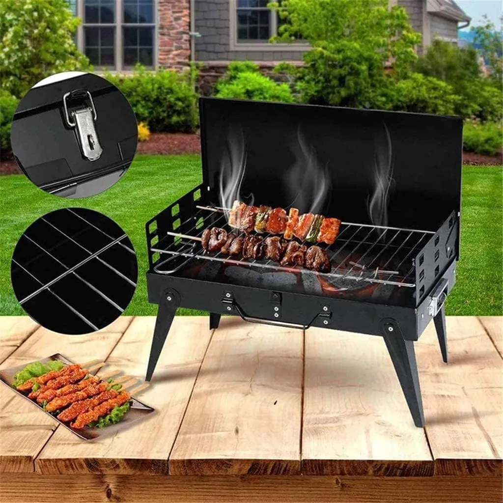 Portable BBQ Grill Folding Charcoal Outdoor Stainless Steel Camping Cooking Picnic Barbecue Tools