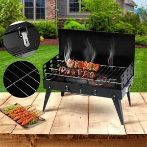 Portable BBQ Grill Folding Charcoal Outdoor Stainless Steel Camping Cooking Picnic Barbecue Tools
