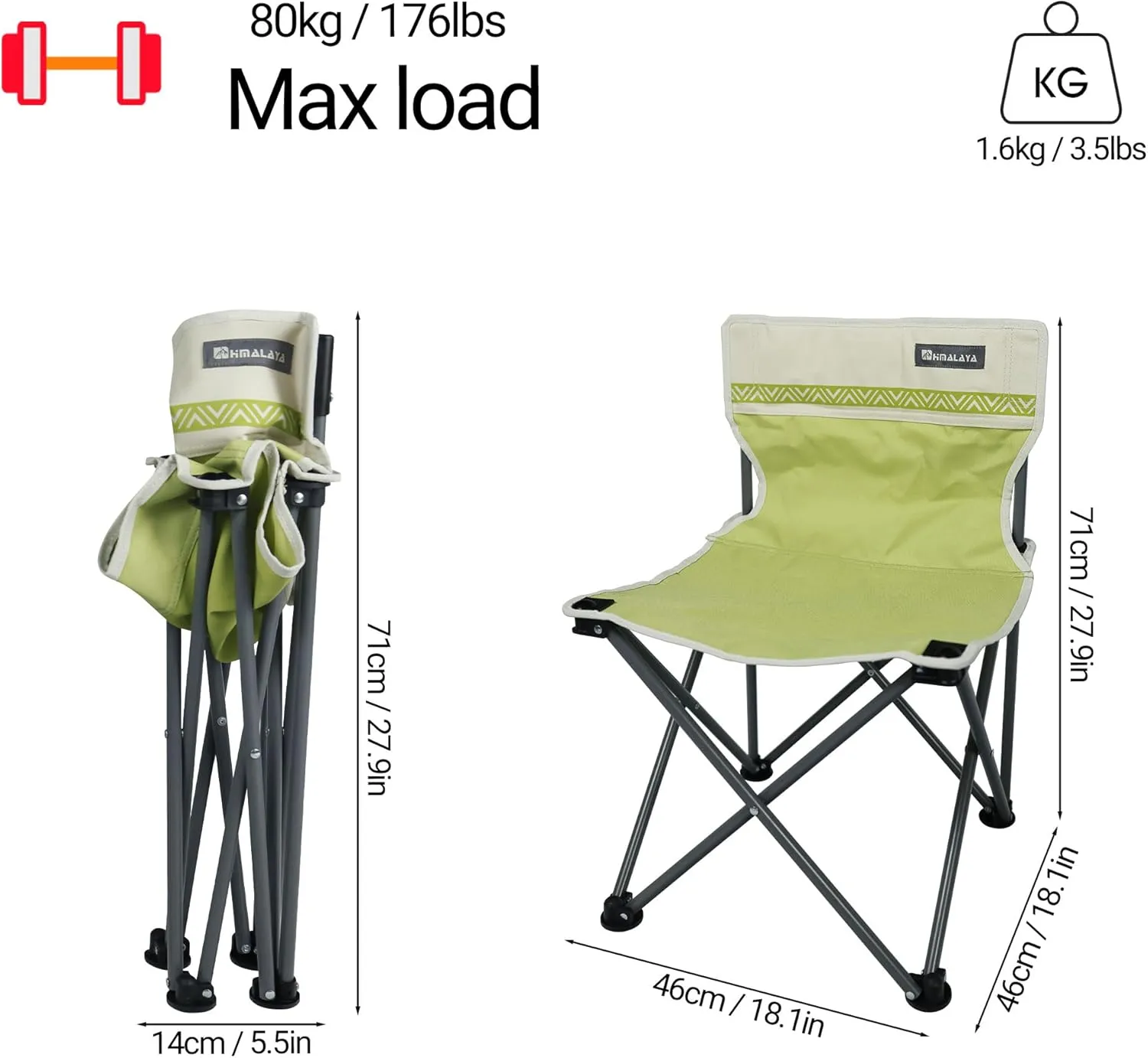 Portable Camping Chairs, Teenagers Lightweight Folding Camp Chair, Dark Moss Green Backpacking Collapsible Outdoor for Outside Beach Hiking Fishing Picnic Lawn Soccer (Moss Green)
