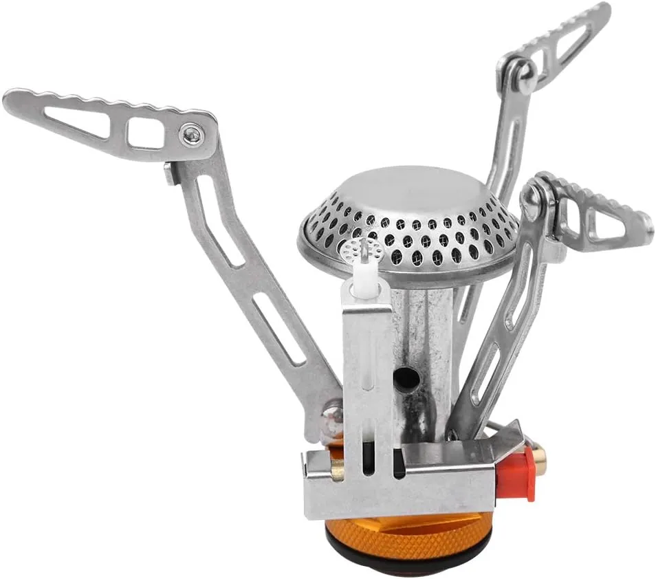 Portable Camping Stoves, Backpacking Stoves with Piezo Lgnition, Stable Support Wind-Resistance Camp Stove, Ultralight Burner for Outdoor Camping/Hiking/Mountaineering Cooking, Survival Kit