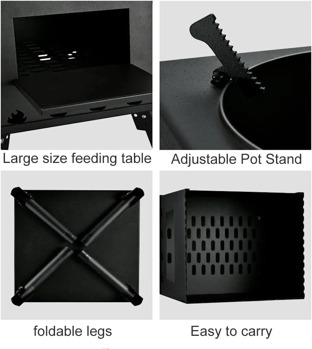 Portable Camping Stoves，Outdoor Fire Pit with Stand，for Wood Burning and Low Smoke Great Camping Stove，Outdoor Fire Pits，with Carry Bag，for Outdoor Backpacking Fishing Hiking