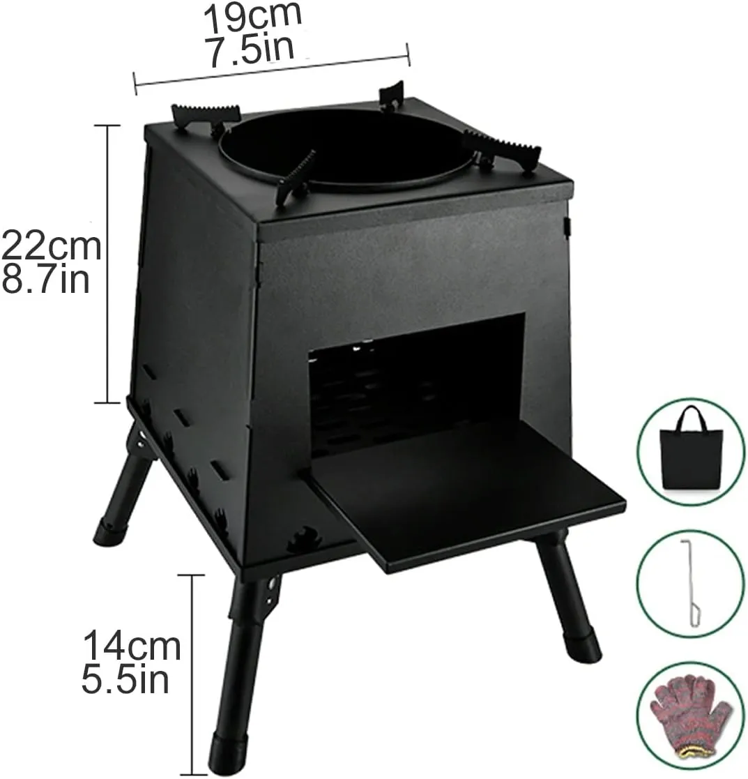Portable Camping Stoves，Outdoor Fire Pit with Stand，for Wood Burning and Low Smoke Great Camping Stove，Outdoor Fire Pits，with Carry Bag，for Outdoor Backpacking Fishing Hiking