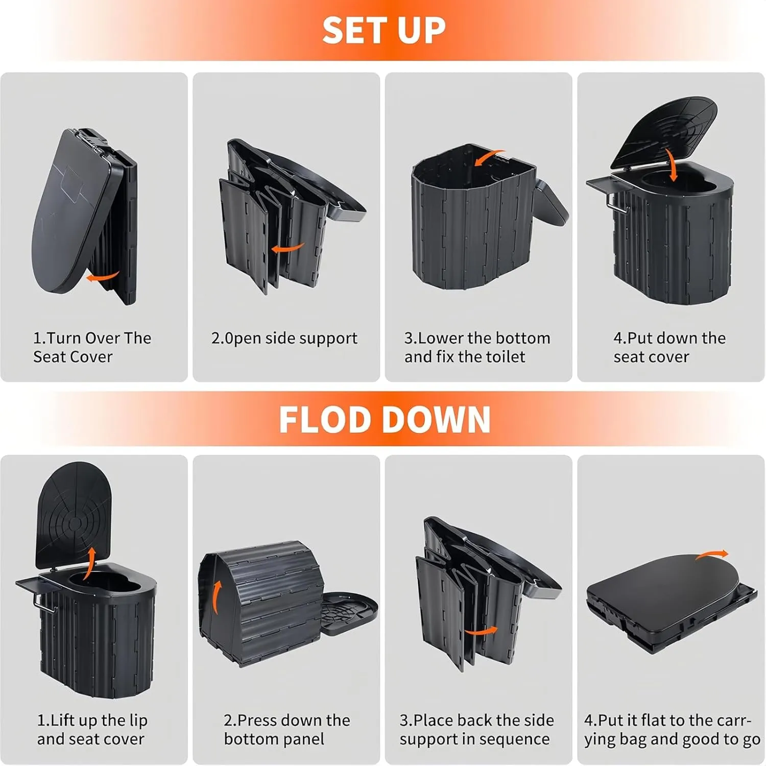 Portable Camping Toilet for Adults, Outdoor Toilet for Camping Toilets Portable Potty With Cushion, Emergency Travel Toilets for Car, RV, Tent, Hiking, Beach, Truck Driver