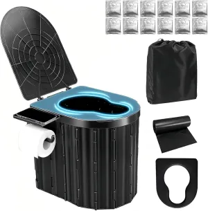 Portable Camping Toilet for Adults, Outdoor Toilet for Camping Toilets Portable Potty With Cushion, Emergency Travel Toilets for Car, RV, Tent, Hiking, Beach, Truck Driver