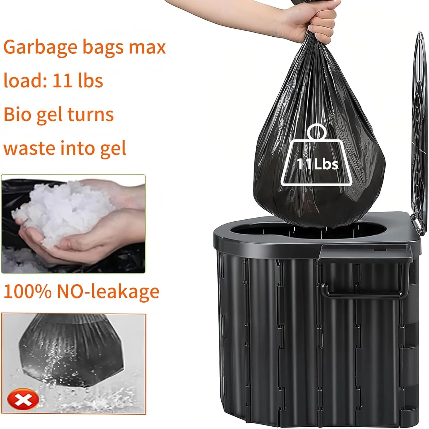 Portable Camping Toilet for Adults, Outdoor Toilet for Camping Toilets Portable Potty With Cushion, Emergency Travel Toilets for Car, RV, Tent, Hiking, Beach, Truck Driver