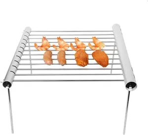 Portable, Foldable and Compact Camping Barrier, Stainless Steel Charcoal Compact Barbecue Grill for Campers, Backpacking, Backyard
