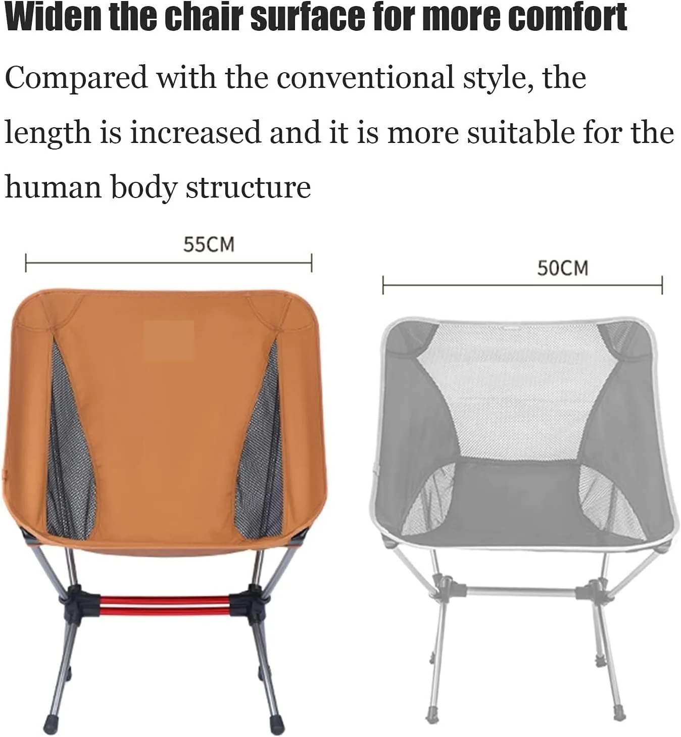 Portable Folding Chair Ultralight Backpack Camping Chair Travel Hiking Foldable Portable Outdoor Beach Backpack Seat, Breathable Double-Sided Mesh Adjustable Folding Chair(Orange,41*31*71cm)