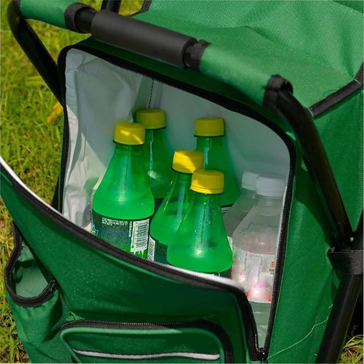 Portable Hiking Camping Stool, Folding Camping Chair Stool Backpack with Cooler Insulated Picnic Bag for Leisure Camping Fishing,E