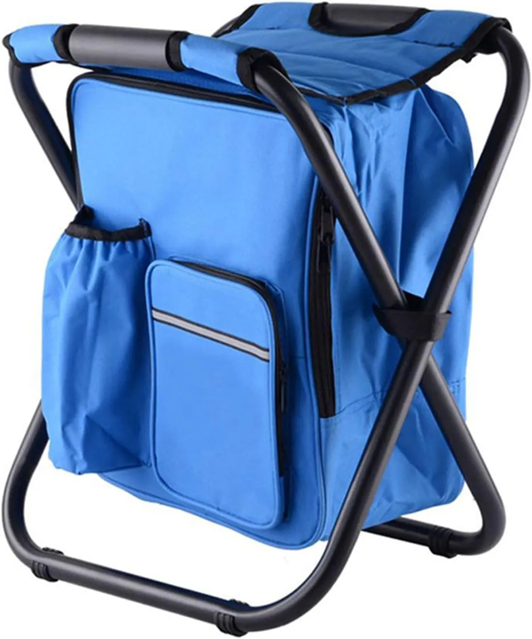 Portable Hiking Camping Stool, Folding Camping Chair Stool Backpack with Cooler Insulated Picnic Bag for Leisure Camping Fishing,E