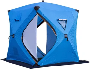 Portable Ice Fishing Shelter 3-4 Person Ice Fishing Tent Insulated Ice Fishing Shelter Thermal Ice Fishing Shanty with Insulated Layer for Winter Fishing (C Type 3~4 Person)