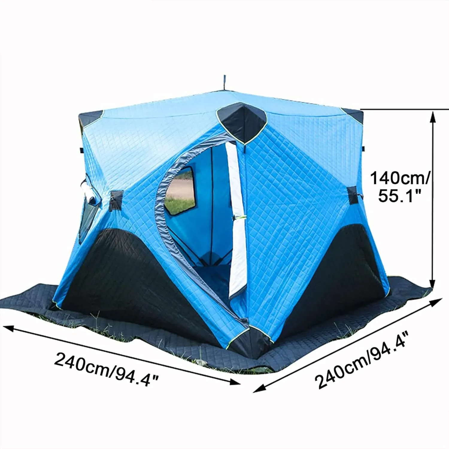 Portable Ice Fishing Shelter with Bag Water-Repellent and Wind-Resistant Quick Fishing Tent for 3-4 Person Portable Ice Fishing Tent