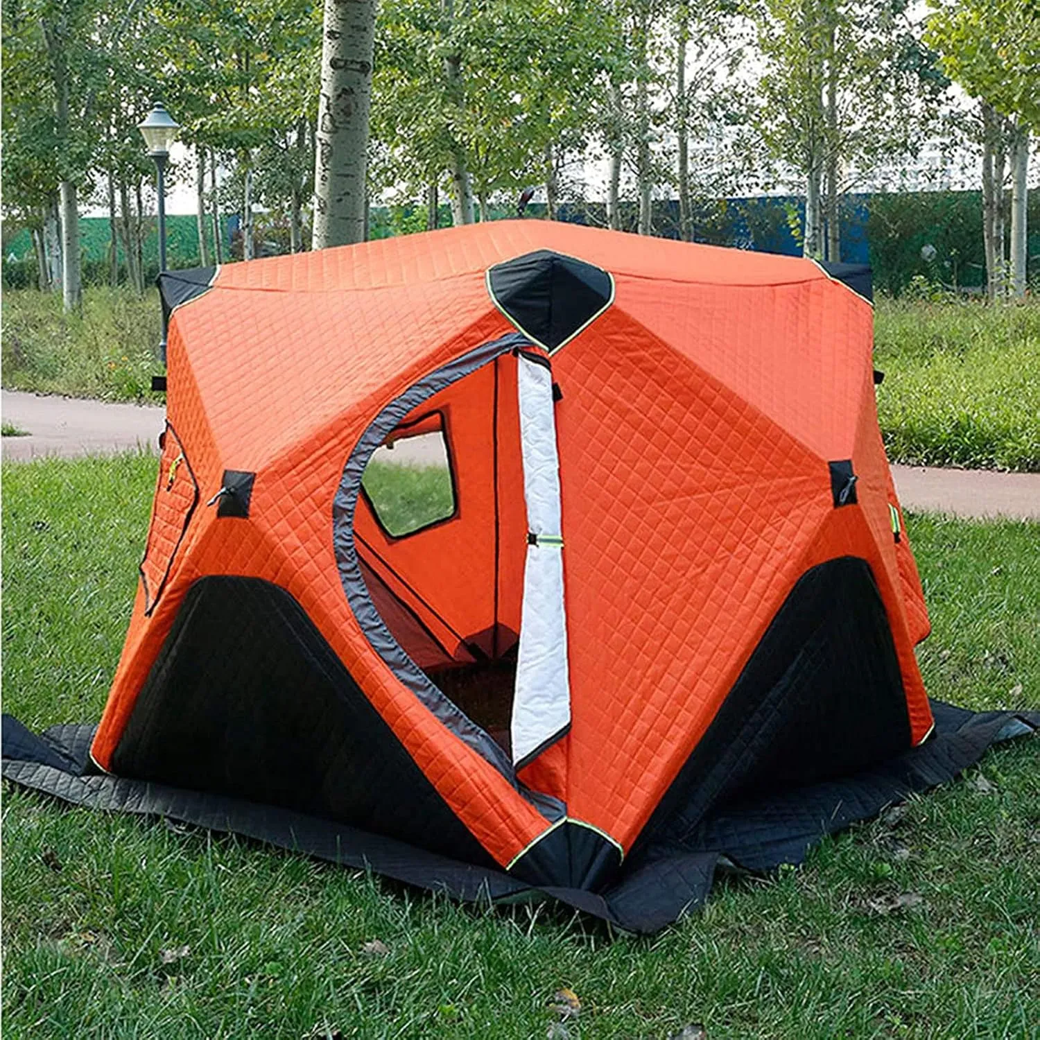 Portable Ice Fishing Shelter with Bag Water-Repellent and Wind-Resistant Quick Fishing Tent for 3-4 Person Portable Ice Fishing Tent
