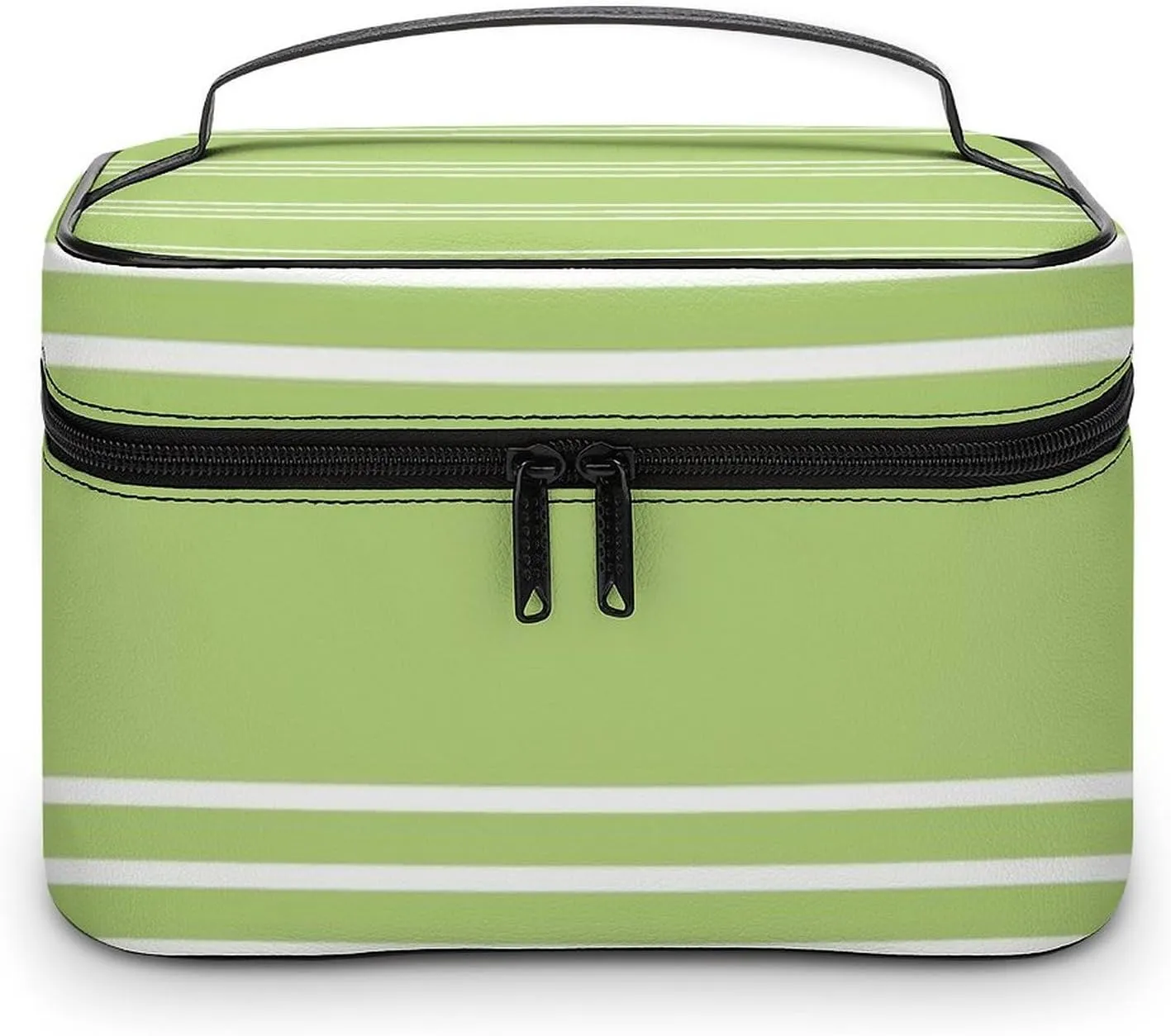 Portable Make Bag, Lime Green Stripes Cosmetic Case Portable Cosmetic Portable Organizer for Men & Women