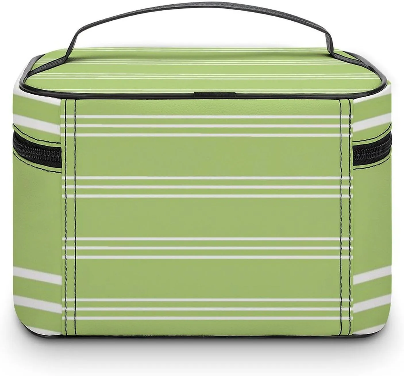 Portable Make Bag, Lime Green Stripes Cosmetic Case Portable Cosmetic Portable Organizer for Men & Women