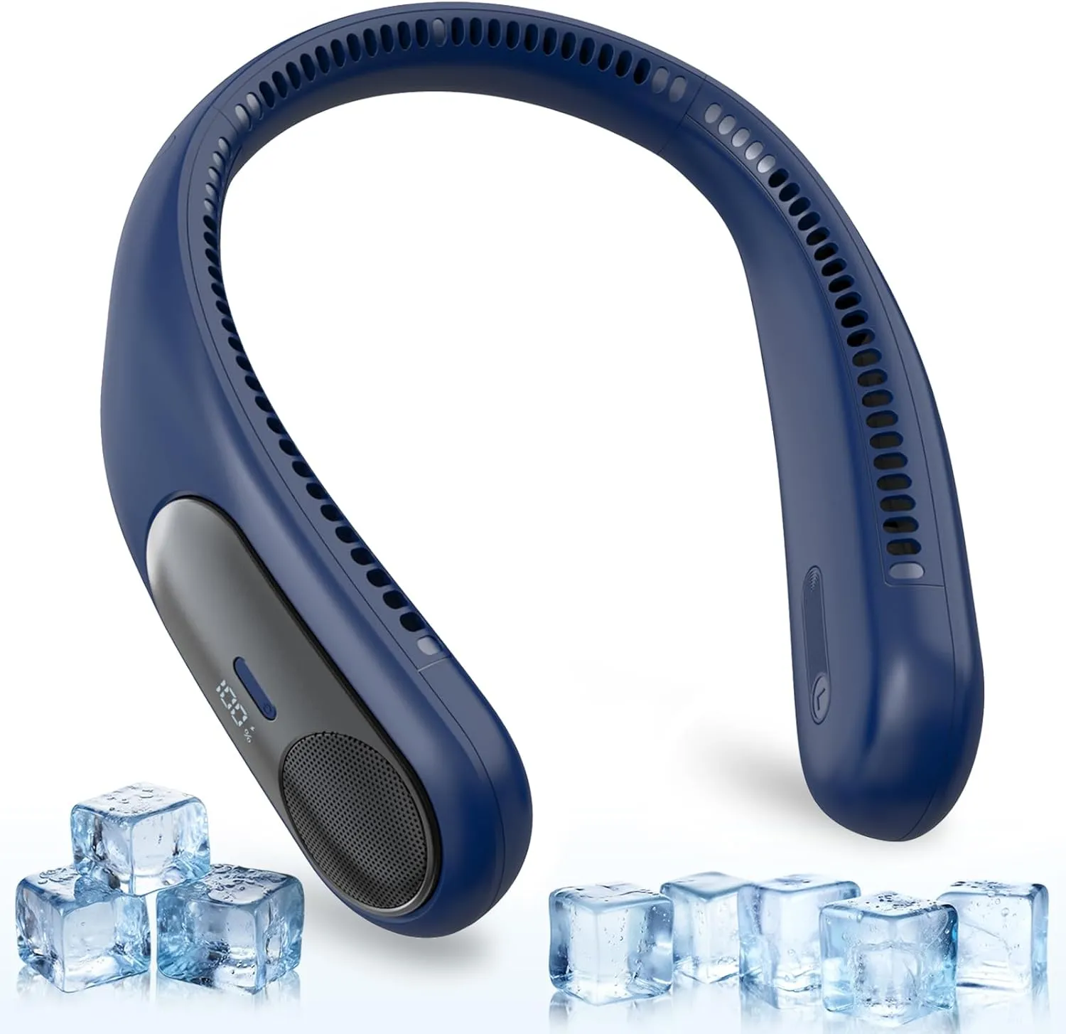 Portable Neck Fan,Personal Hands Free Bladeless Fan,360° Strong Cooling Fan,LED Display, 4-Speeds,6000mAh USB Rechargeable,Long Use Time,Wearable Fan,Gifts for Men Women Dad Mom (Blue)
