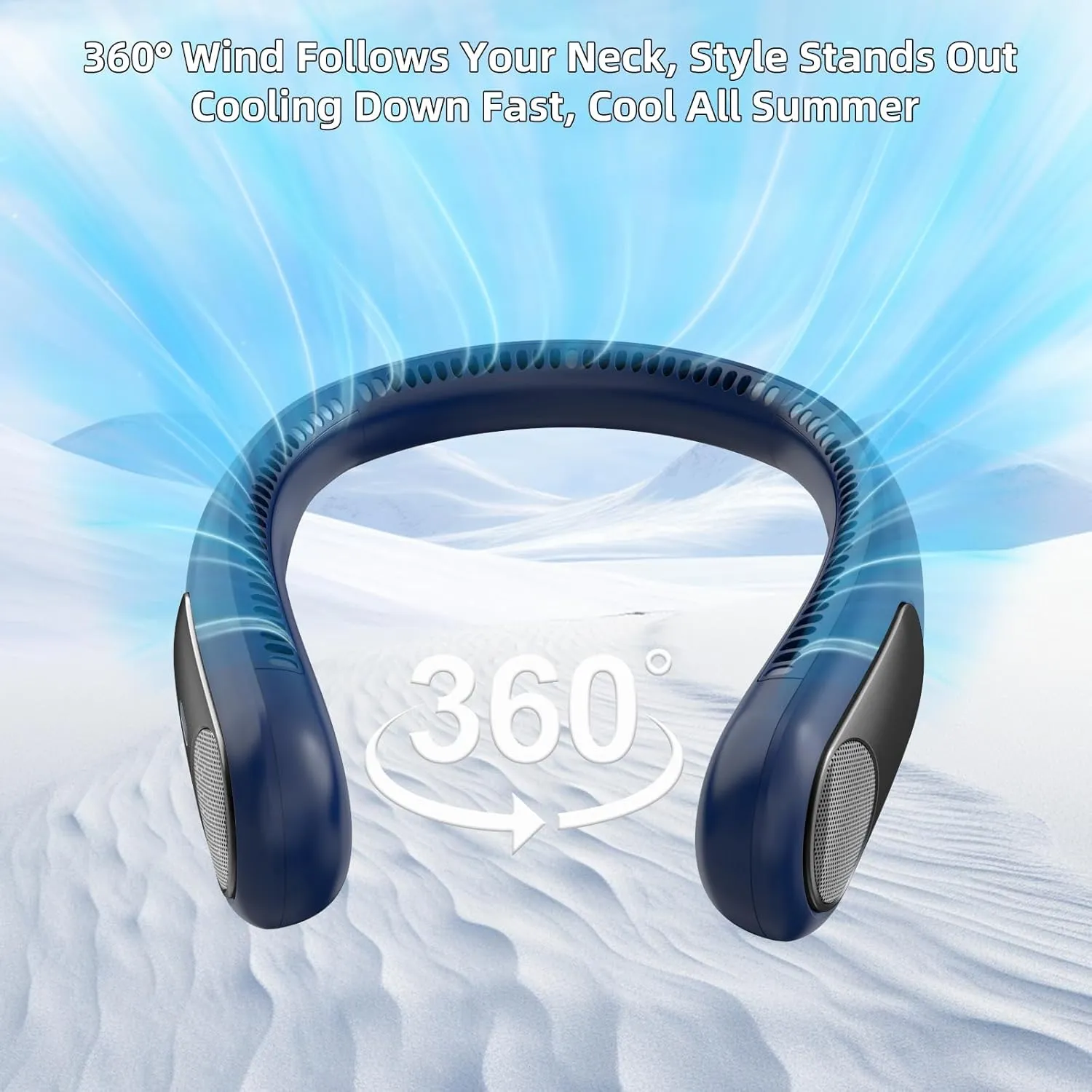 Portable Neck Fan,Personal Hands Free Bladeless Fan,360° Strong Cooling Fan,LED Display, 4-Speeds,6000mAh USB Rechargeable,Long Use Time,Wearable Fan,Gifts for Men Women Dad Mom (Blue)