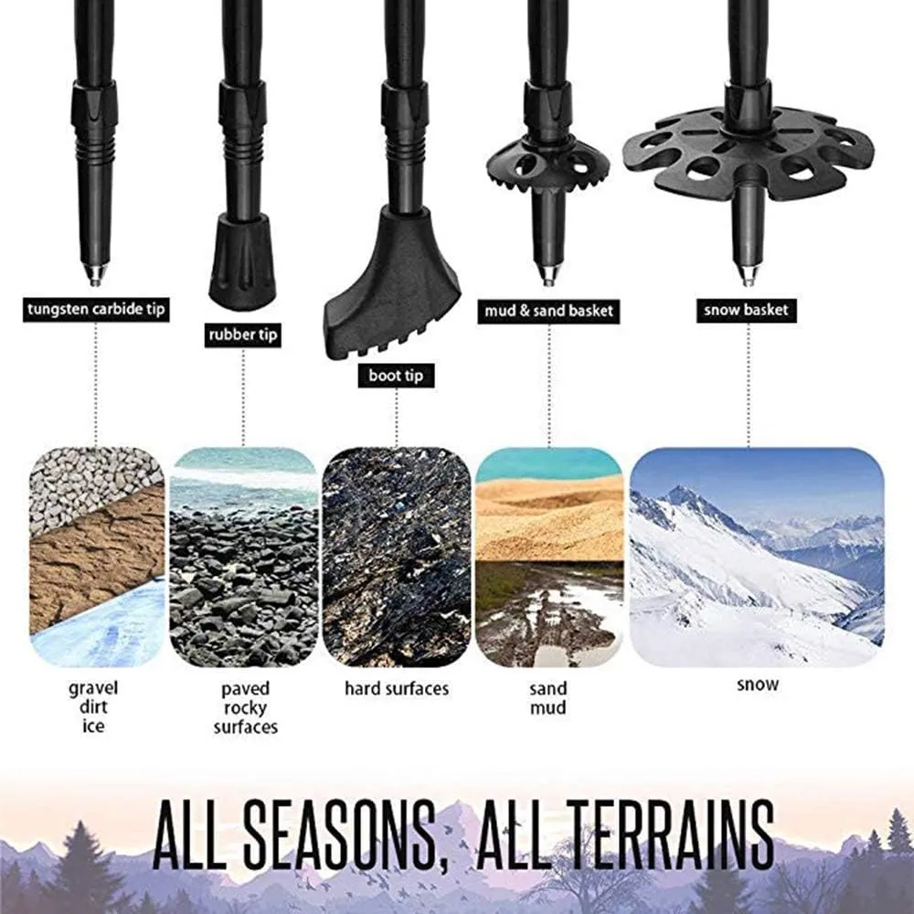 Portable Outdoor Telescopic Walking Stick Ultralight Aluminum External Lock Hiking Skiing Hiking Trekking Poles with Cork and EVA Grip