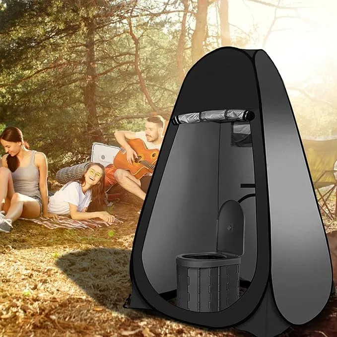 Portable Outdoor Toilet Kit for Adults,Pop Up Privacy Tent,Camping Folding Toilet,30 Toilet Bags,Washable Foldable for Travel,RV,Car,Beach,Hiking