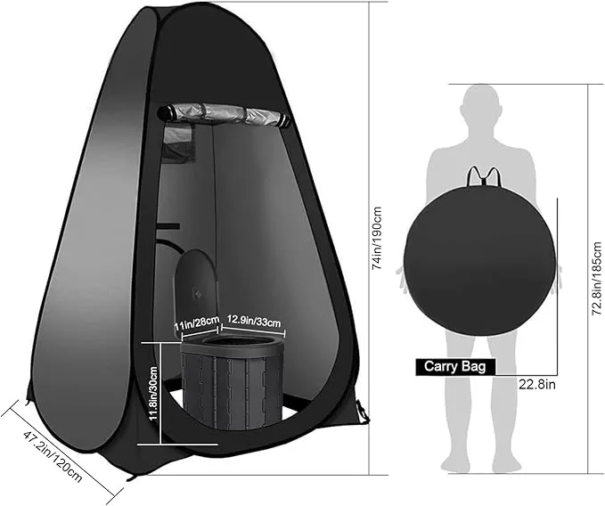 Portable Outdoor Toilet Kit for Adults,Pop Up Privacy Tent,Camping Folding Toilet,30 Toilet Bags,Washable Foldable for Travel,RV,Car,Beach,Hiking