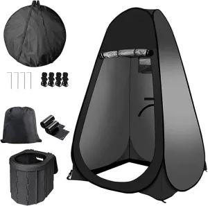 Portable Outdoor Toilet Kit for Adults,Pop Up Privacy Tent,Camping Folding Toilet,30 Toilet Bags,Washable Foldable for Travel,RV,Car,Beach,Hiking