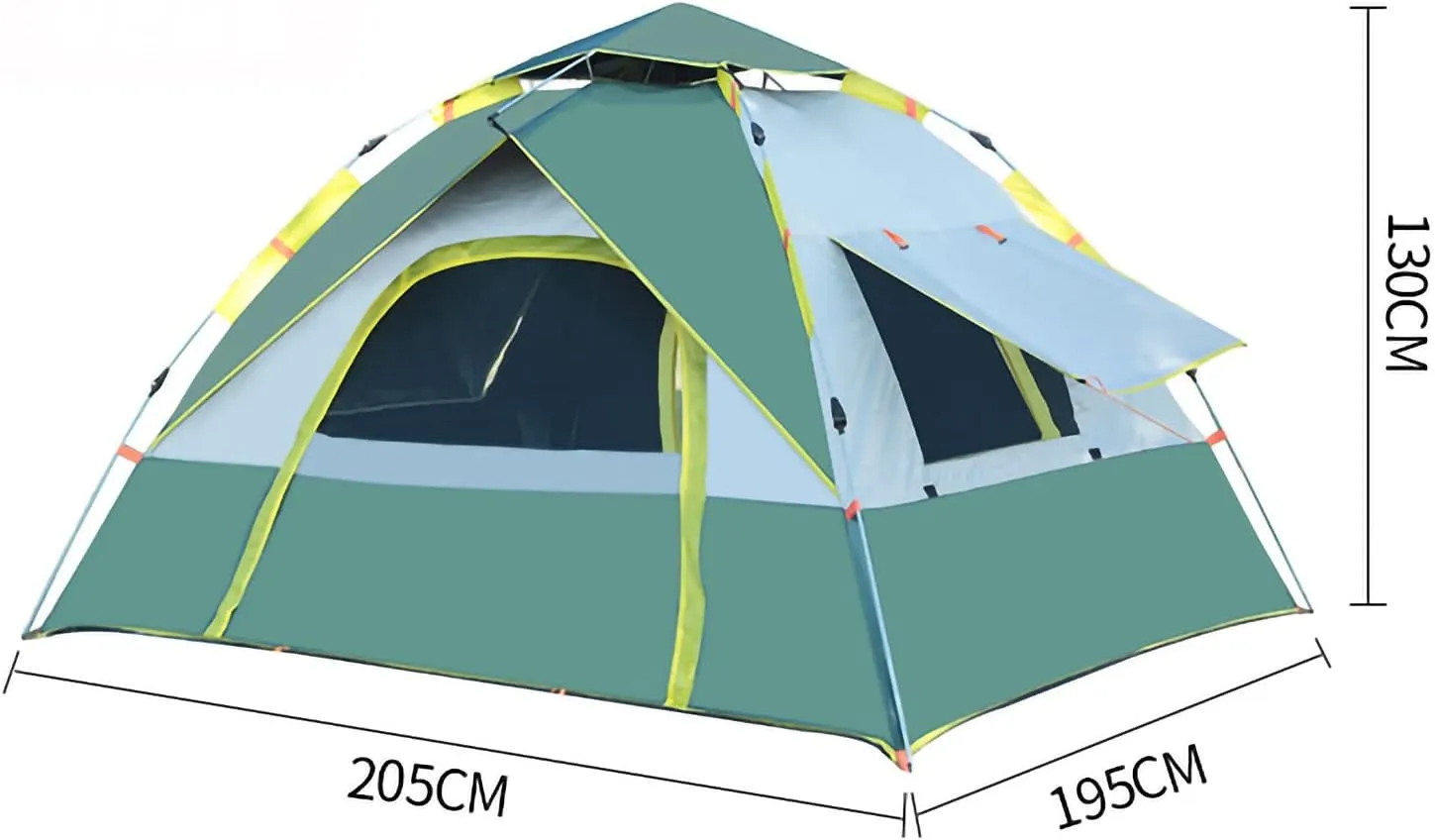 Portable Pop up Campitent 4 Person Instant Setup Waterproof Family Tent with USB Outdoor Campilight Portable Travel Shelter Tent Portable and Foldable, 2 Mesh, 2D-Shaped Door (a a)