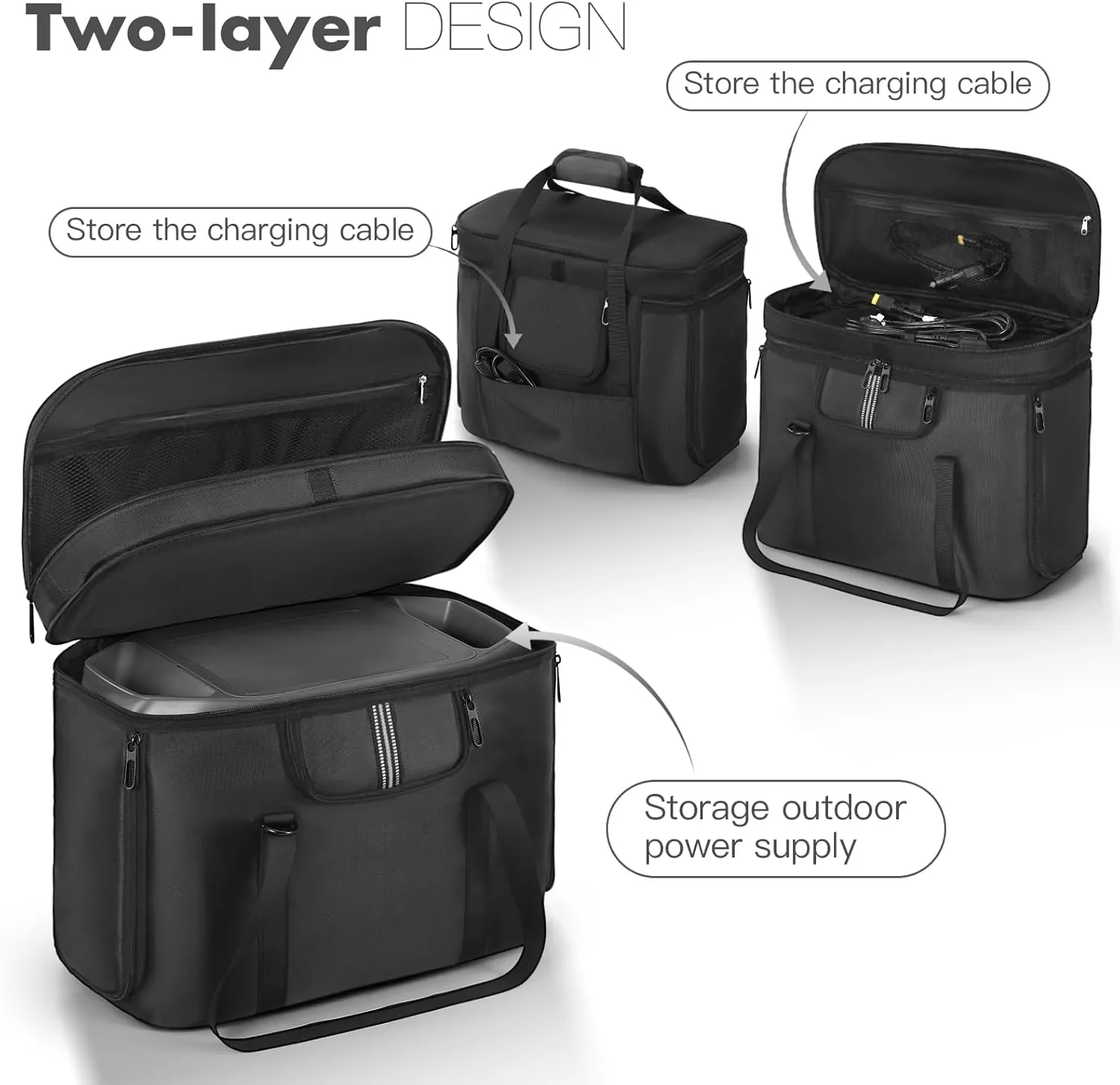 Portable Power Station Carrying Case Bag Compatible with DELTA 2 Power Station Generator Protective Shoulder Storage Bag Cover with Pocket for Outdoor Travel Camping Charging Accessories