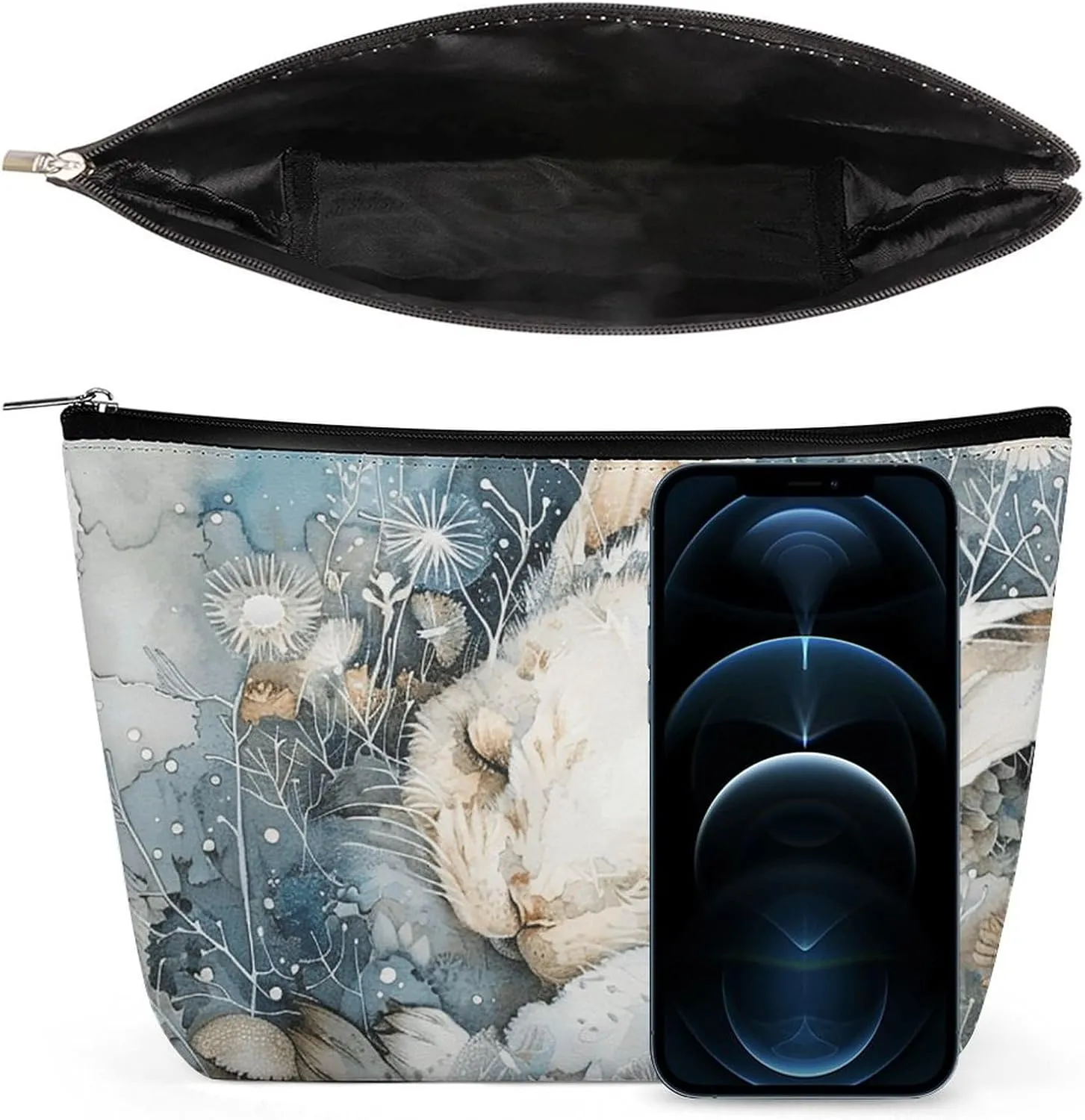 Portable Small Cosmetic Bag Cute Travel Makeup Bag A Sleeping Rabbit Waterproof Toiletry Bag for Women