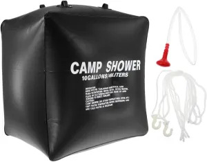 Portable Solar Shower Bag 40l Camping Shower Kit Nozzle Hose Rope Hook for Hiking Camping