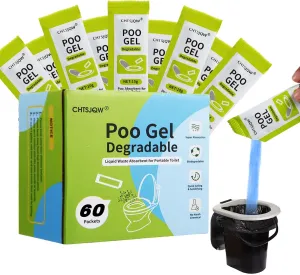 Portable Toilet Powder, Eco Absorbent Gel Liquid Waste Gelling and Deodorizing, Poo Urine Powder for Emergency Toilet Waste Treatment, Camping Outdoor Hiking