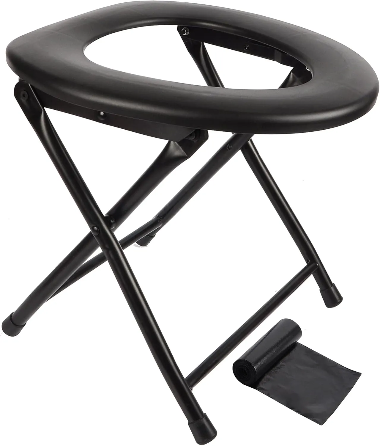 Portable Toilet Seat, Stainless Steel Emergency Toilet, Folds Camping Toilet Seat, Convenient for Camping, Travel & Emergency
