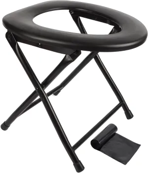 Portable Toilet Seat, Stainless Steel Emergency Toilet, Folds Camping Toilet Seat, Convenient for Camping, Travel & Emergency